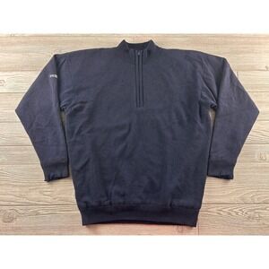 ProQuip Mens XL Lambswool Water Repellent Quarter Zip Sweater Navy Blue Golf